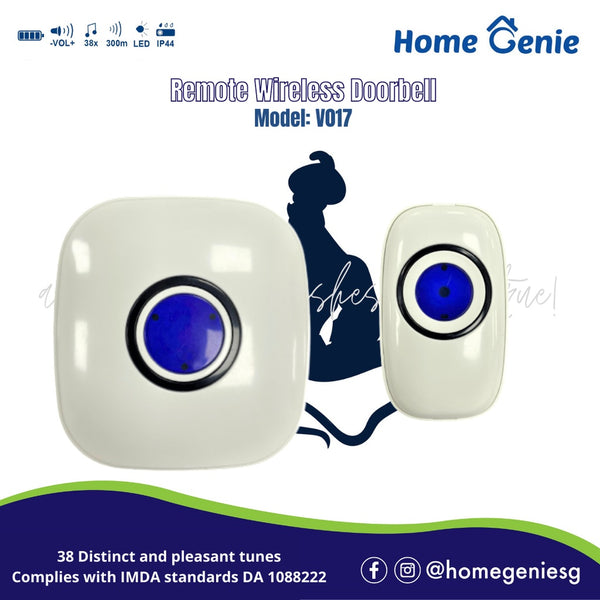 *Singapore Warranty* Home Genie Remote Wireless Doorbell (Direct Power 2-Pin Plug) V017