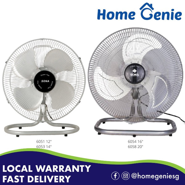 Sona 12" / 14" / 16" / 18" / 20" Electric Power Floor Fan SOF 6051 / 6053 / 6054 / 6056 / 6058