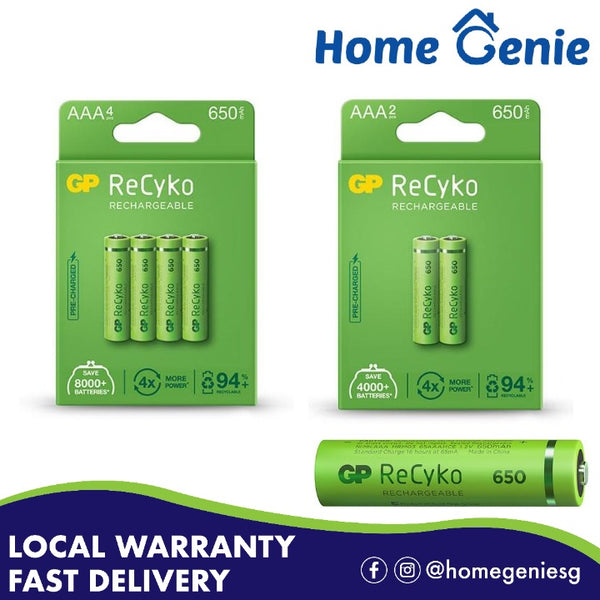 GP Recyko Batteries 650mAh AAA (2 Piece Pack / 4 Piece Pack)