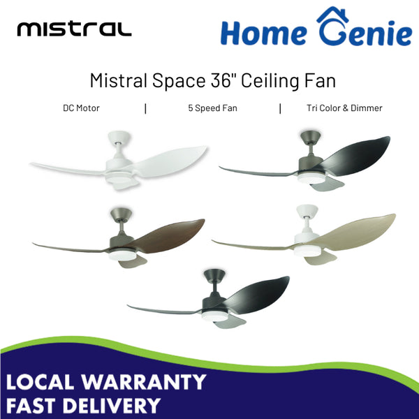 * INSTALLATION AVAILABLE* Mistral Space 36 Ceiling Fan // DC Motor, Tricolor Dimmable, 5 Fan Speeds