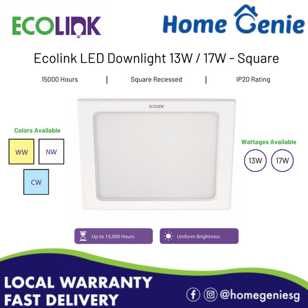 Philips Ecolink 13W/ 17W Downlight LED Square (Warm White/ Cool White/ Cool Daylight)