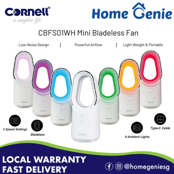 Cornell CBFS01WH Mini Bladeless Fan with Ambient Light