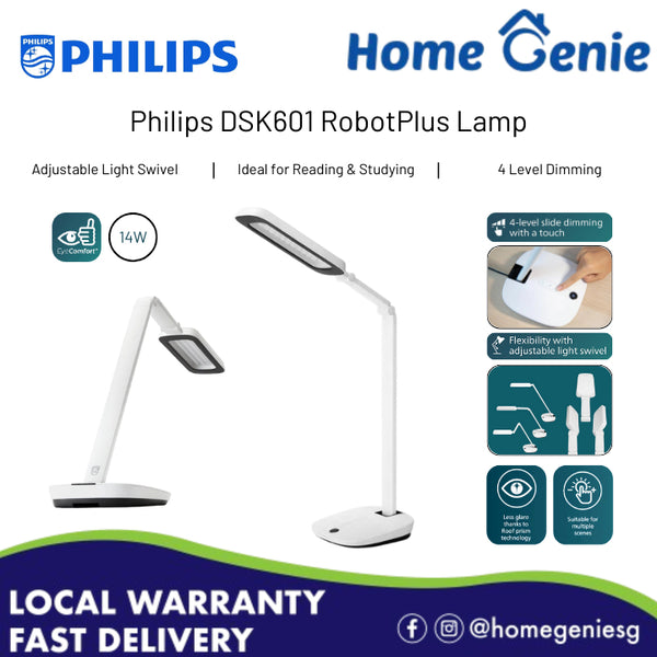 Philips Robotplus DSK601 LED Desk Light // 4 Level Dimming, Flexible Arm, 1 Year Warranty