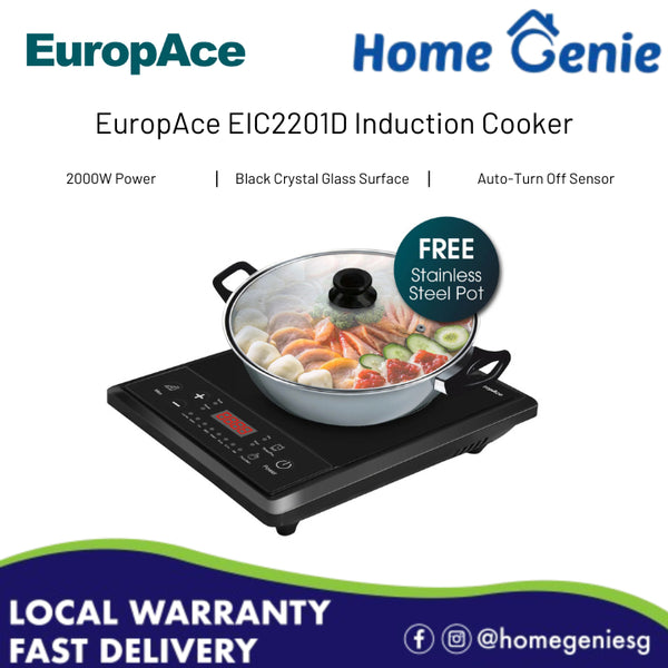 Europace EIC2201 2000W Induction Cooker w Free Stainless Steel Pot (Child Lock // Pan Sensor // 1 Year Warranty)