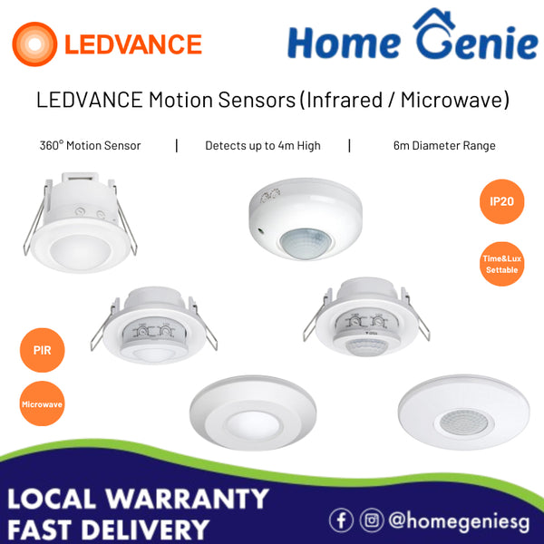 LEDVANCE Motion Sensors Passive Infrared / Microwave Sensors IP20 Ceiling Surface Mounted Recessed Time & Lux Settable