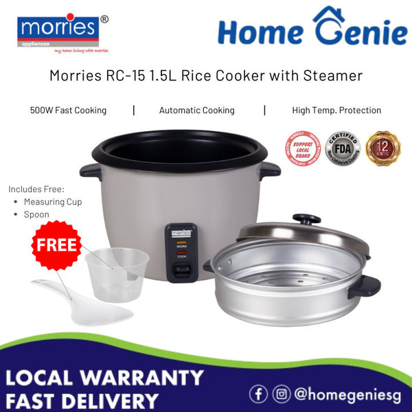 Morries 1.5 Traditional Rice Cooker with Steamer (MS-RC15) // 3-in-1 Function, 1 Year Warranty