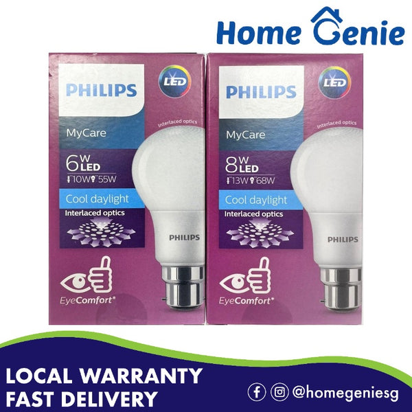 (Authentic shipped from Singapore!)  Philips LED Bulb 6W/8W B22 2 Pin cap 6500K Day Light