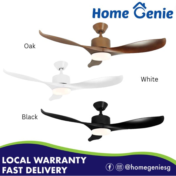 Decco 42" / 52" Adelaide DC Ceiling Fan With 24W 3 Tone Dimmable LED Light Kit And Remote (Oak / White / Black)