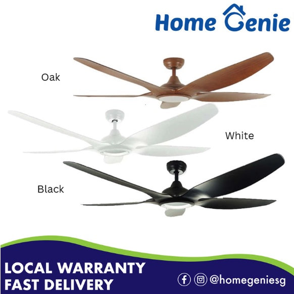 Decco 48/62 Inch Melbourne Ceiling Fan with/ without 24W Dimmable LED Light (Oak / White / Black)