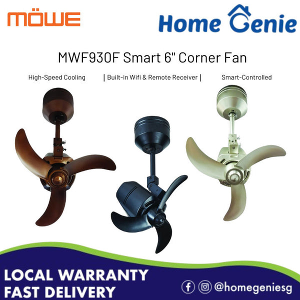 Mowe 6" Smart Corner Fan MWF930F | Built-In Wifi | DC Motor | 120° Wide Angle