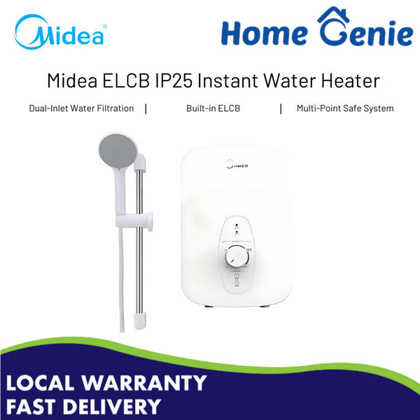 Midea Instant Electric Water Heater MWH-33MQNSG(W)-WB with Built-In ELCB | IP25 Splash Proof