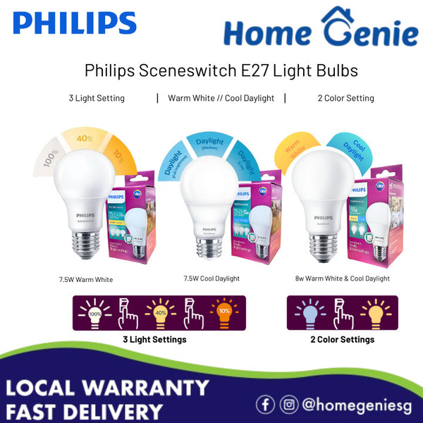 Philips LED A60 E27 Scene Switch Bulb // 2 Color in 1 Bulb & 3 Light in 1 Bulb