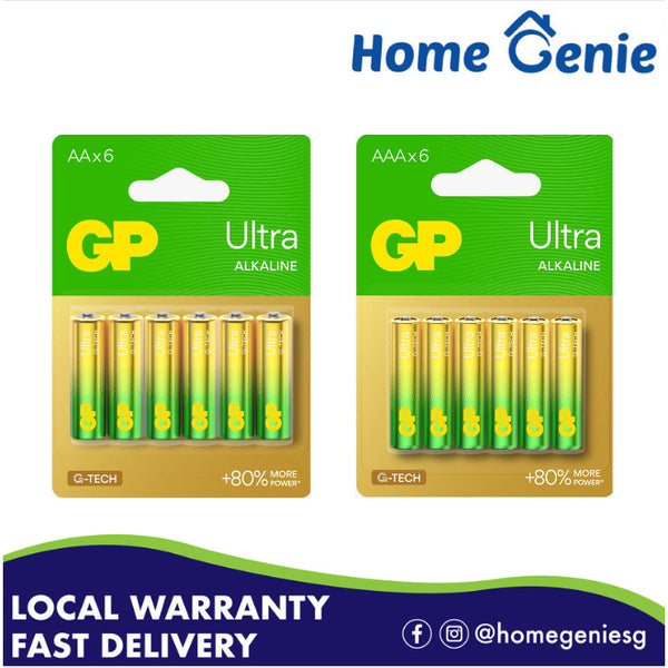 *Box of 12 Cards* GP Ultra Alkaline Batteries AA/AAA Pack of 6 (New G-Tech with 80% More Power!)