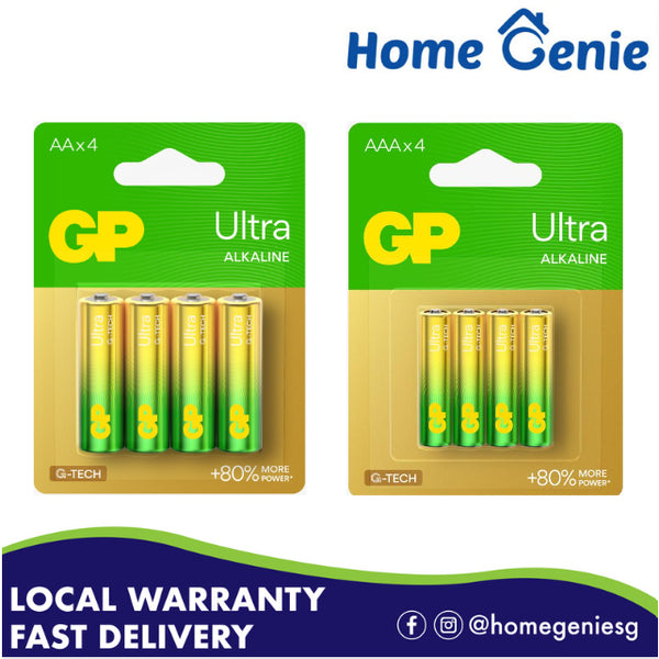 *Box of 10 Cards* GP Ultra Alkaline Batteries AA/AAA Pack of 4 (New G-Tech with 80% More Power!)