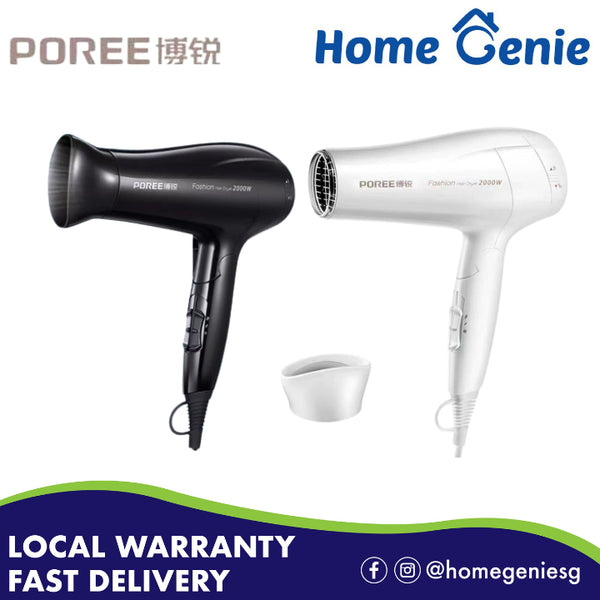 Poree Hair Dryer Foldable 2000w Fast Dry Dual Mode Hot And Cold Hair Fast Drying Portable with Styling Cup Accessory