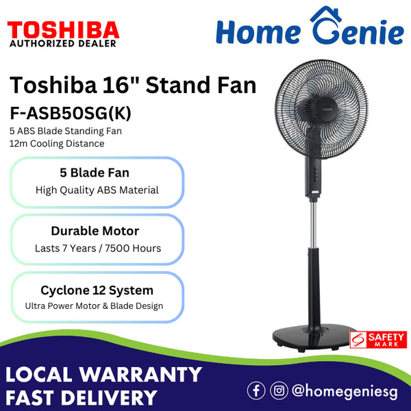 Toshiba F-ASB50SG(K) Black 16" 12-meter Cooling Stand Fan 5 Blade ABS Fan