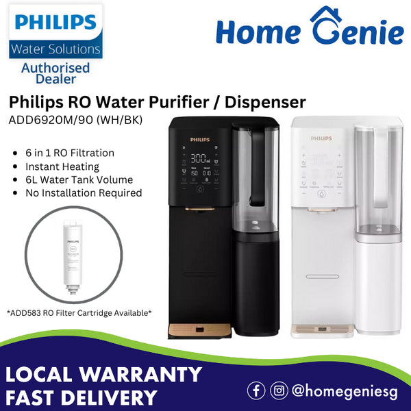 Philips ADD6920/90 BK/WH (Black/ White) 6L Reverse Osmosis (RO) Water Dispenser With 6 in 1 RO Filter (ADD583)