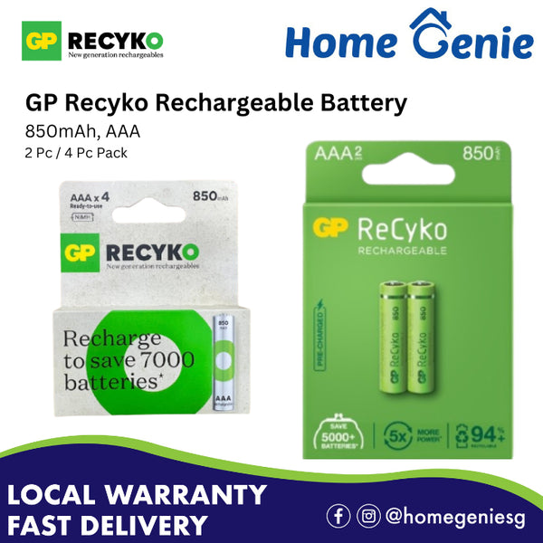 GP Recyko Batteries 850mAh AAA (2 Piece Pack / 4 Piece Pack)