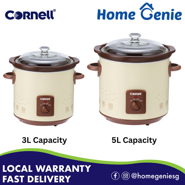 Cornell Electric Slow Cooker (3L/5L) Ceramic Pot CSC-D35C / CSC-D50C | 1 Year Local Warranty | Local Seller