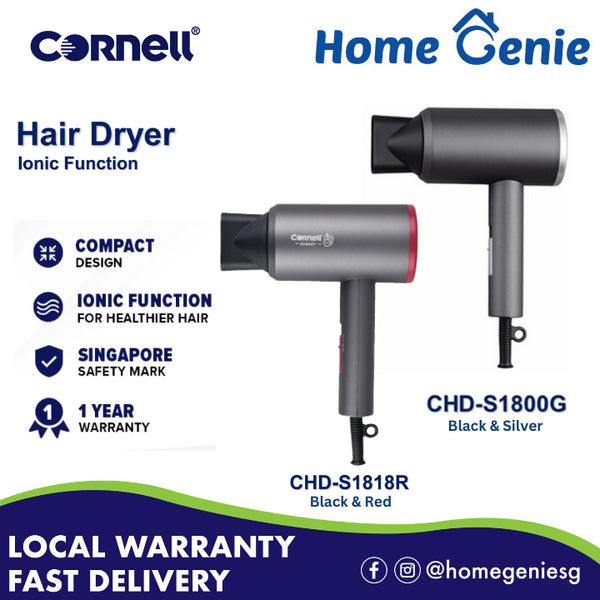 Cornell Ionic Hair Dryer CHD-S181SR (Black & Red) / CHD-S1800G (Black & Silver) Ionic Hair Dryer