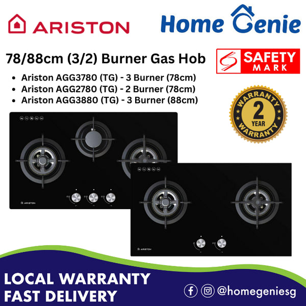 *Installation Available* Ariston AGG3780TS/ AGG2780TS/ AGG3880TS (78cm/88cm) 2/3 Burner Kitchen Hob (Town Gas)