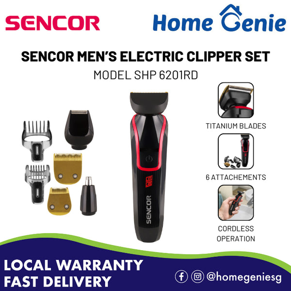 Sencor SHP 6201RD Men's Electric Multipurpose Hair Clipper Set with 6 Attachments & Ear / Nose Trimming Attachment.