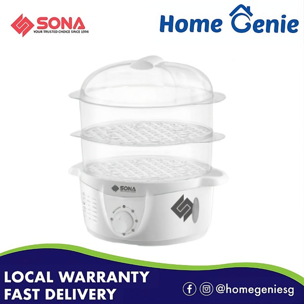 Sona 9.0L (3 Tier) Electric Steamer SSR2046 Removable Steam Tray Water Guage Steamer