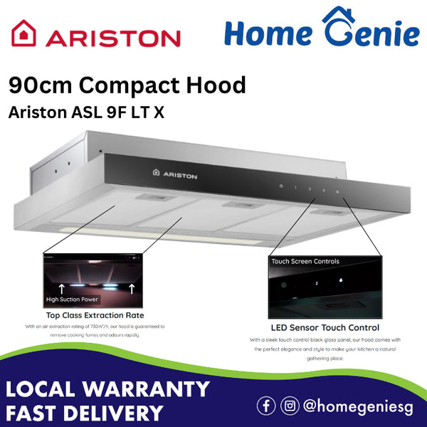 *Installation Available* Ariston 90cm Compact Hood ASL 9F LT X Digital LED Sensor Touch Control with Recirculation Mode