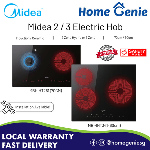 *Installation Available* Midea 2 Zone / 3 Zone Induction Ceramic Electric Hob - MBI-IHT261 (70cm) / MBI-IHT341 (60cm)