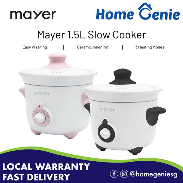 Mayer 1.5L Slow Cooker MMSC15 (Black/ Pink) // Removable Ceramic Inner Pot, Easy Cleaning, 3 Modes