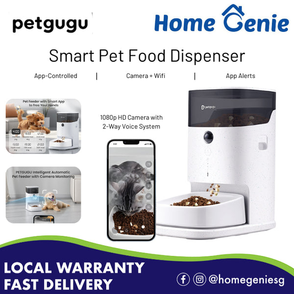 Petgugu Automatic Smart Pet Food Dispenser for Cats & Dogs with 4K HD Camera & 2-Way Voice, App Control Schedule.