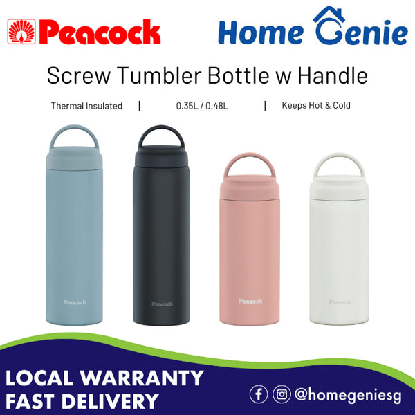 Peacock AKZ-35/ AKZ-48 Screw Bottle with Handle (0.35L / 0.48L) Stainless Steel Vacuum Flask Thermal Insulated