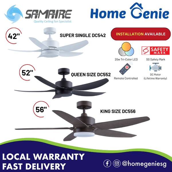 Samaire 5 Blade Ceiling Fan 42"/52"/56" DC Ceiling Fan with Remote and Tri-Color LED