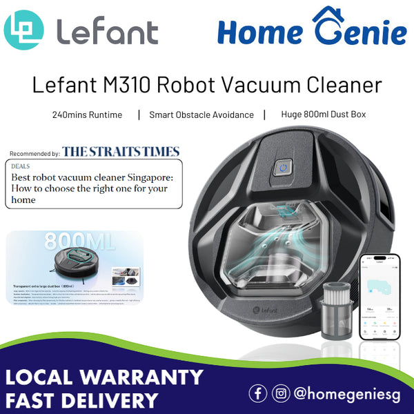 Lefant M320 Robotic Vacuum - 7.9cm Thin, 6000Pa Strong Suction, 240 Minutes Runtime, 800ml Dustbox - 2 Years Warranty