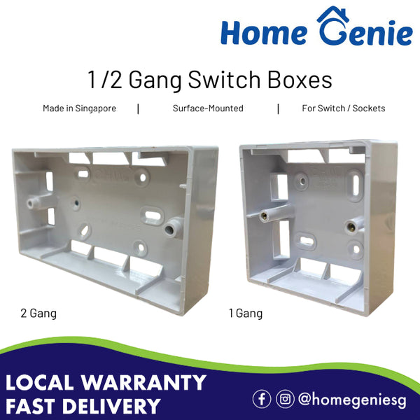 External Surface Mounting Box for Switch or Socket, 1 Gang / 2 Gang Switch Boxes Socket Switches