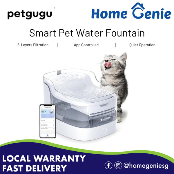 Petgugu 2L Smart Pet Water Fountain with App Integration with 8 Layer Water Filtration System