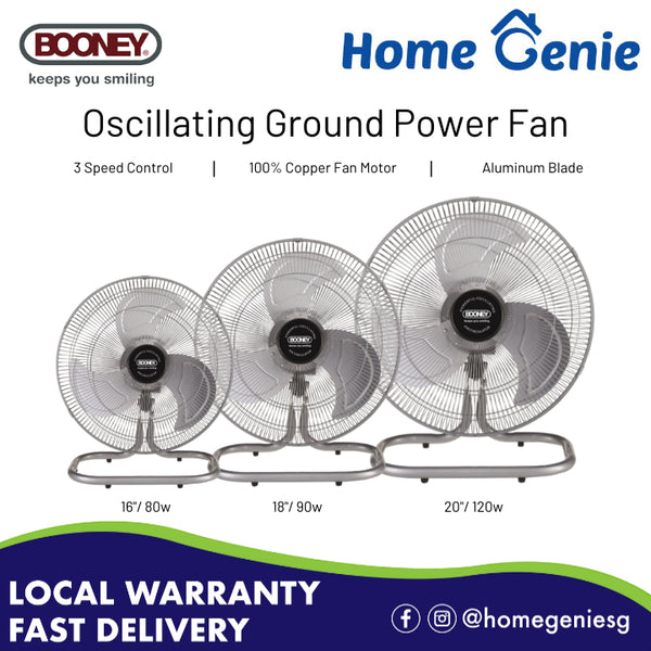 Booney Powerful Oscillating Air Circulator (Floor Power Fan) || 16" (BPF400G) / 18" (BPF450G) / 20" (BPF500G)