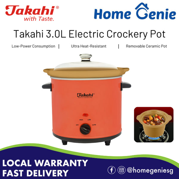 Takahi 3525HR-WO 3.0L Electric Crockery Pot - Premium Heat-Resistant Series, Removable Ceramic Pot