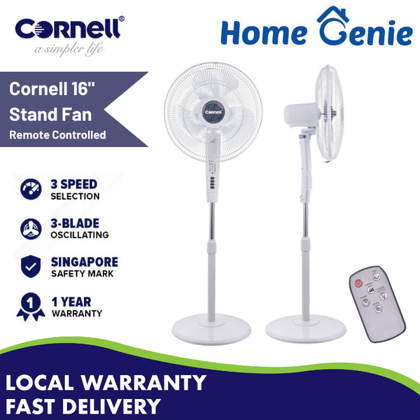 Cornell 16" Stand Fan 50W With Remote Control (CFNS40TRC) - White