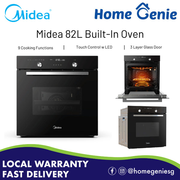 Midea 82L Buil-In Oven 60cm (MBI-N5M90-SG) - 9 Cooking Functions, Touch Control, 3 Layer Glass Door