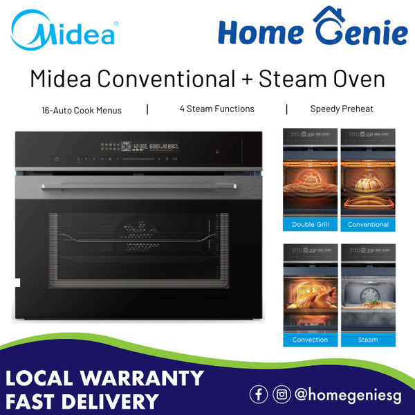 Midea Steam Conventional Oven with Grill (50 Litres) MBI-N50E4-SG - 16 Auto Cook Menus, 4 Steam Function, Speed Preheat