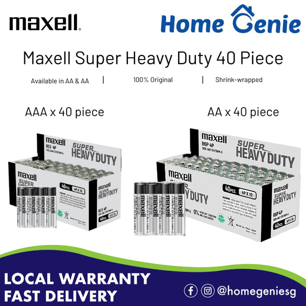 Maxell Super Heavy Duty AA/ AAA Battery (40 pcs per box) - R6P 4P / R03 4P