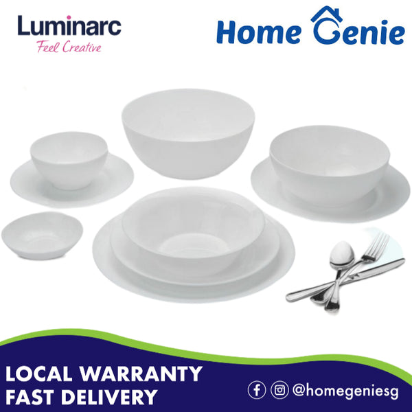 Luminarc Shatterproof Extra Resistant Tempered Opal Glass Dinnerware Plates & Bowls