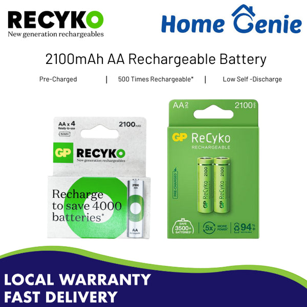 GP ReCyko Batteries 2100mAh AA (2 Piece Pack / 4 Piece Pack)